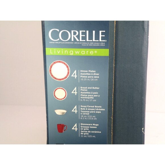 Corelle Livingware 16-Piece Dinnerware Set Bandhani Design Durable Vitrelle Glas - Picture 3 of 10